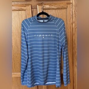 Rip Curl Blue Striped Long Sleeve Surf Rash Guard XL